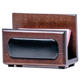 Walnut & Black Leather Business Card Holder